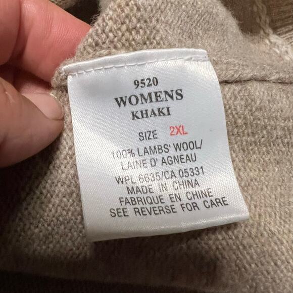 Woolrich Sweater Womens XXL Lambs Wool Nordic  Quarter Zip Brown ** - Picture 8 of 8